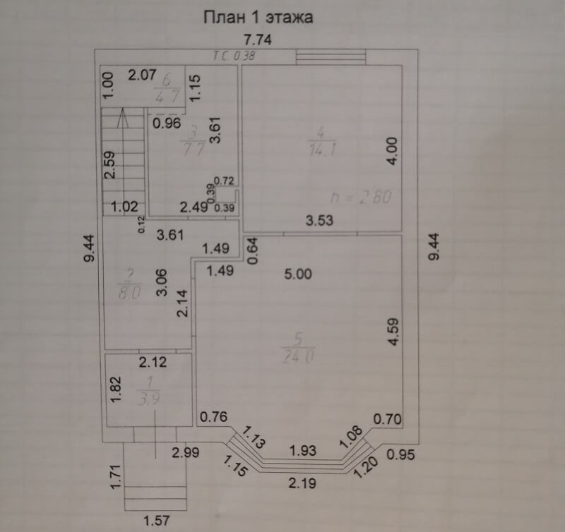 Планировка 1 этажа дуплекса на продажу, S = 119 м2