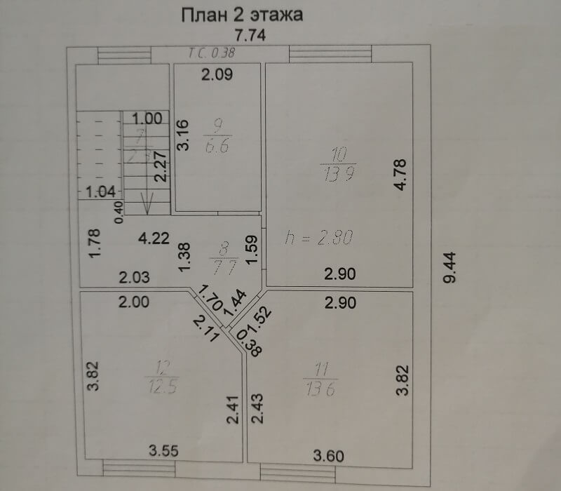 Планировка 2 этажа дуплекса на продажу, S = 119 м2