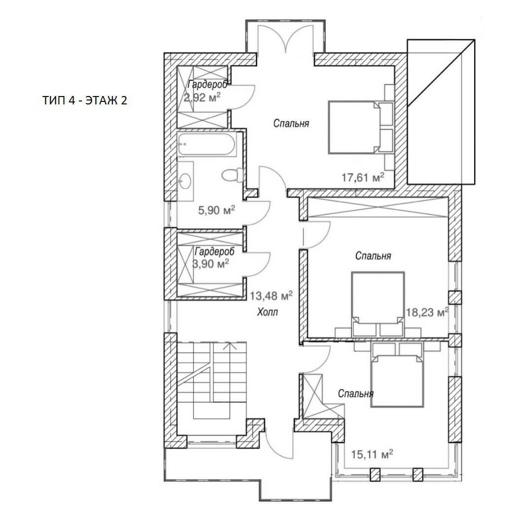 План 2 этажа дома на продажу 155 м2 на 5 сотках