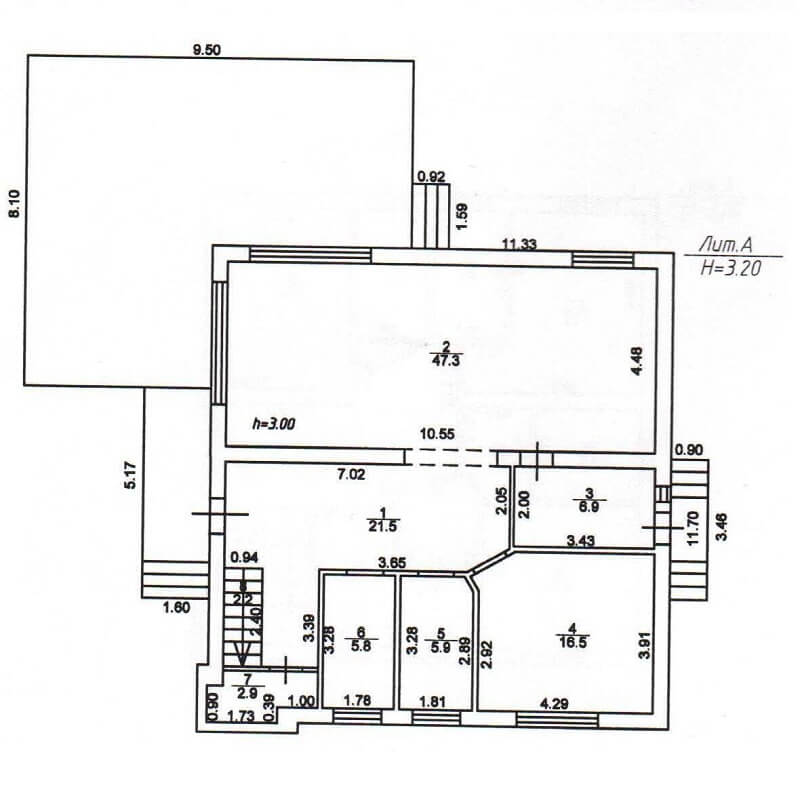 Планировка 1 этажа дома на продажу, S = 207 м2