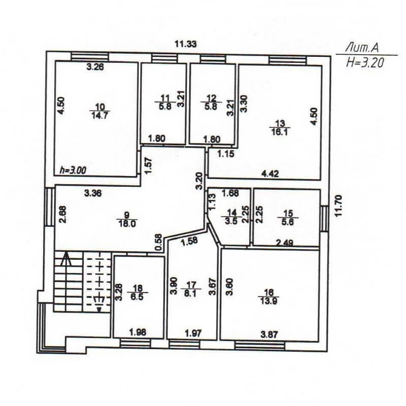 Планировка 2 этажа дома на продажу, S = 207 м2
