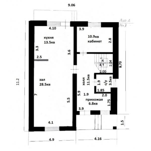 Планировка 1 этажа дома S=154 м2 на участке 5 соток