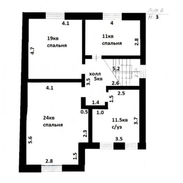 Планировка 2 этажа дома S=154 м2 на участке 5 соток