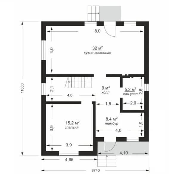Планировка 1 этажа дома S=138 м2 на участке 4,5 соток