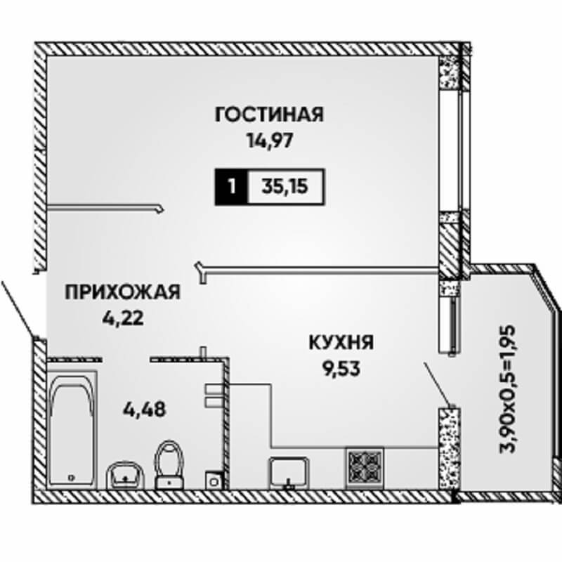 купить 1 комнатную квартиру в Краснодаре жк Губернский