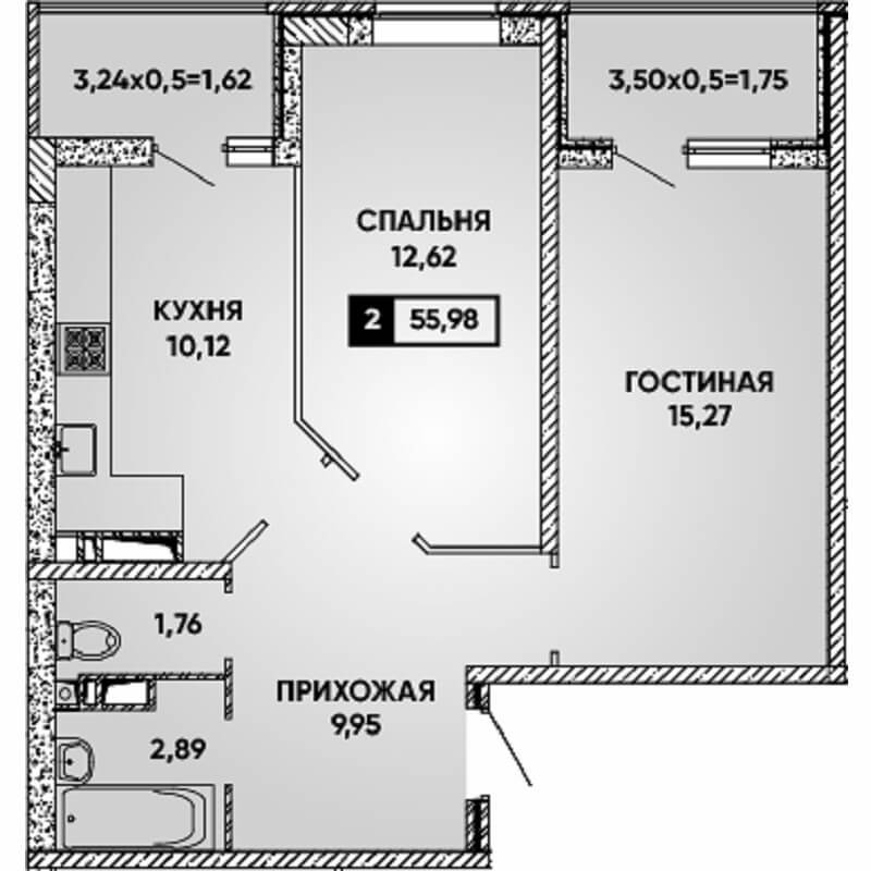 купить 2 комнатную квартиру в Краснодаре в жк Губернский
