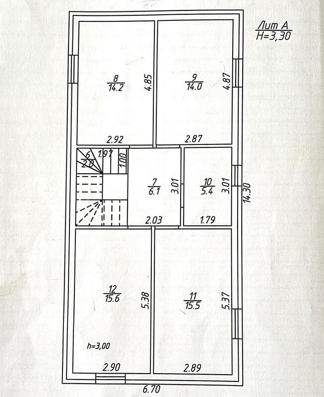Планировка 2 этажа готового частного дома с газом на продажу, S дома 160 м2